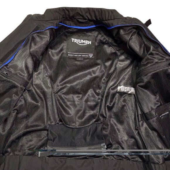 Triumph Jerez Motorcycle Jacket with Pads Wind Waterproof Gray Black Medium - Picture 7 of 15